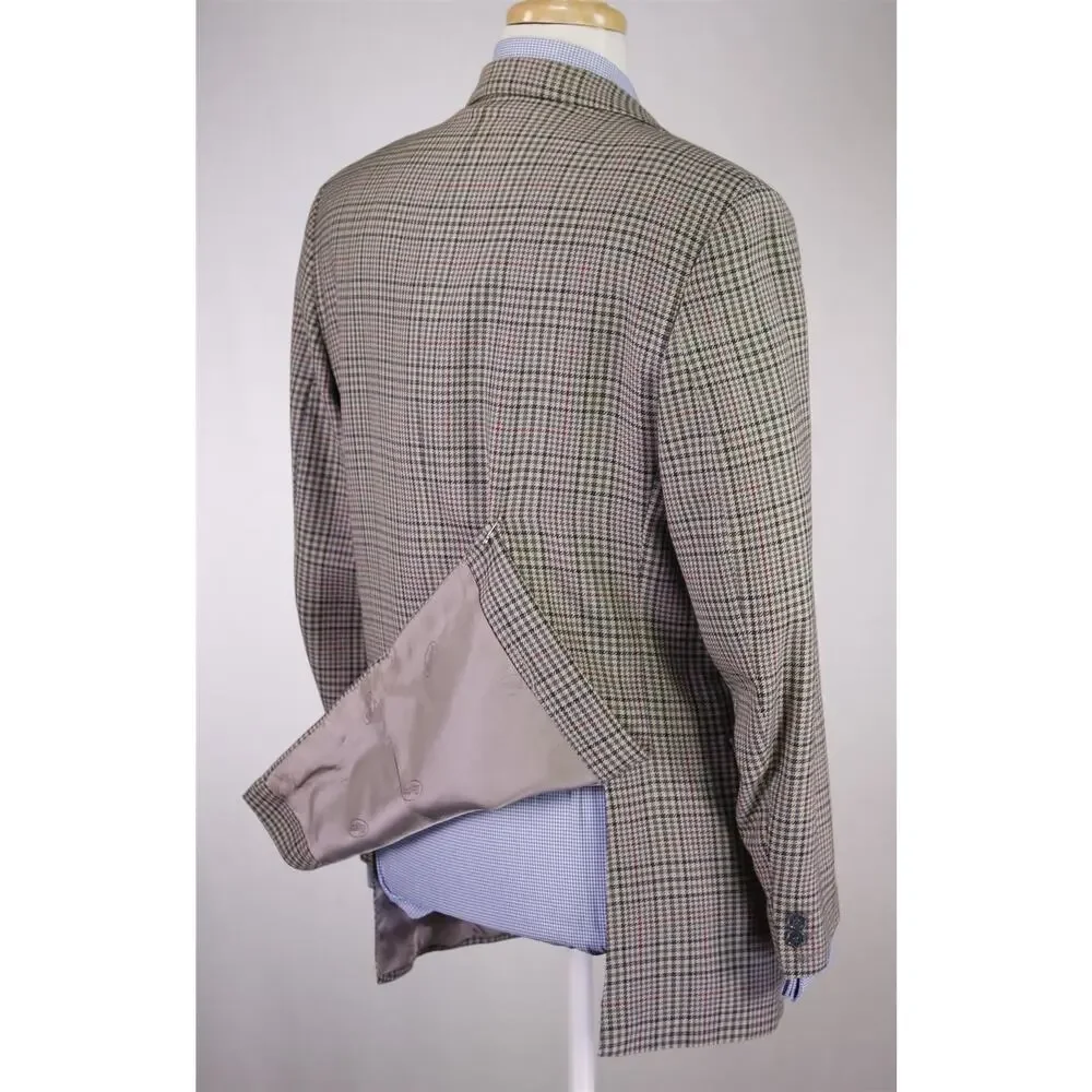 Magee Ireland Gray Black Green Check Wool 2-Btn Sportcoat Blazer 40R